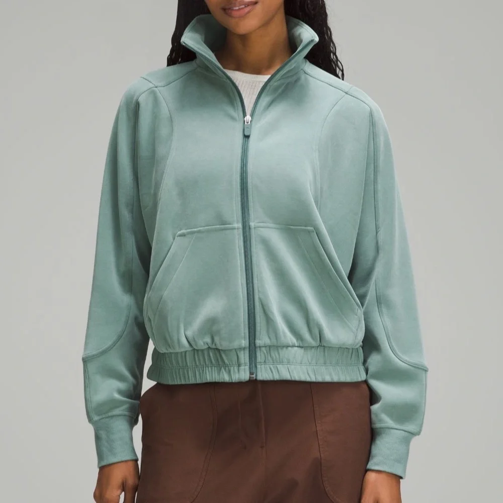 Lululemon brushed softstreme funnel neck zip up size 8 medium forest - Picture 1 of 8